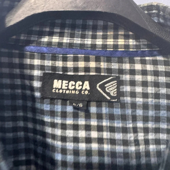 Mecca clothing co. seasuckle‎ style button down shirt  size large blue/black - Picture 5 of 7
